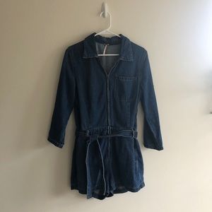 Denim utility romper